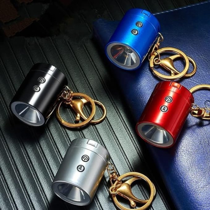 !3 in 1 Portable Mini Rechargeable flashlight with lighter key Ring